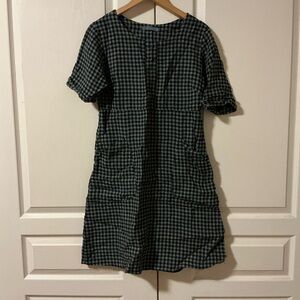 Cut Loose 100% Linen Gingham Pocket Dress XS